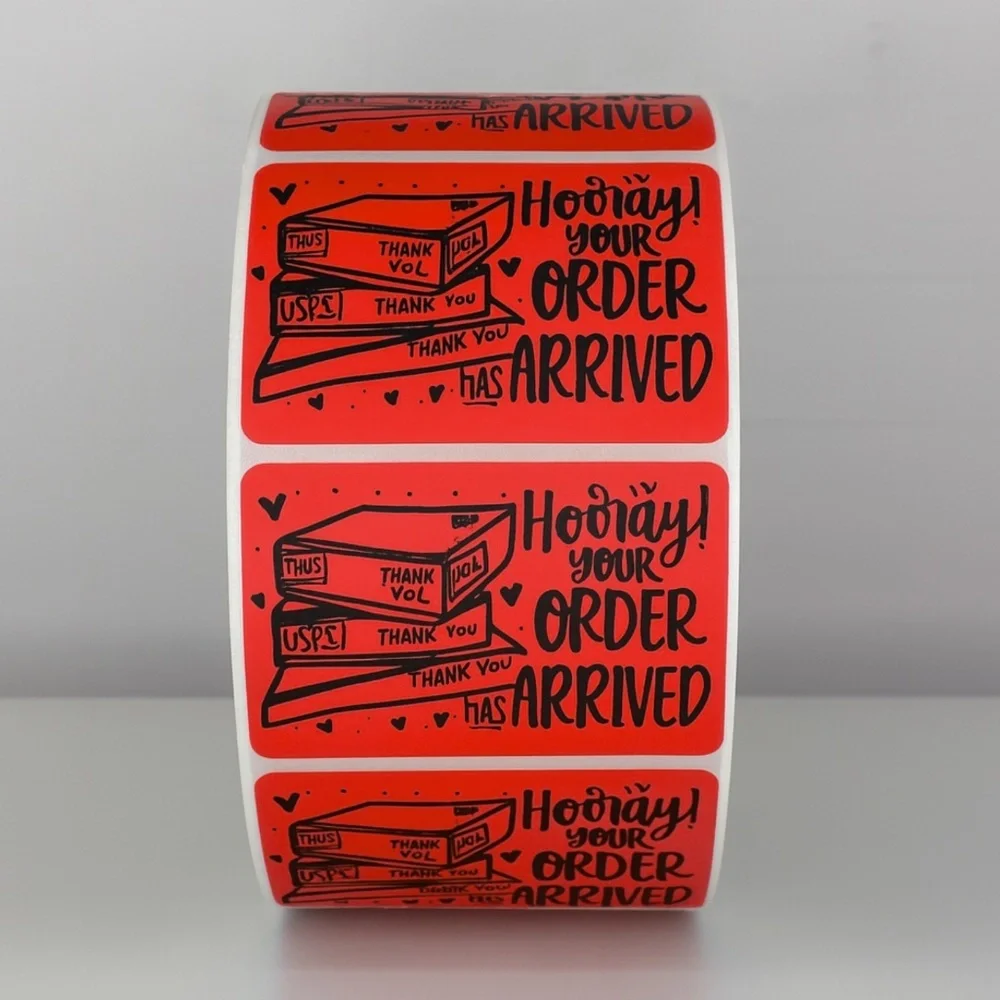 Hooray Your Order Has Arrived Stickers | Yellow Cute Packaging Labels